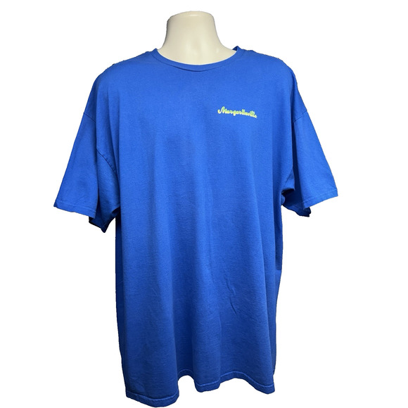 Jimmy Buffett Margaritaville Blue Double Graphic T-Shirt 2XL Stretch Relaxed USA - Picture 2 of 6